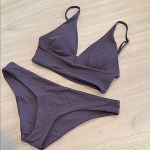 L*Space Mauve Bikini Set Minimal Triangle Top & Cheeky Bottoms
